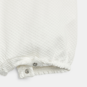 أفرول قصير قطني فاخر أبيض للطفلة الرضيعة